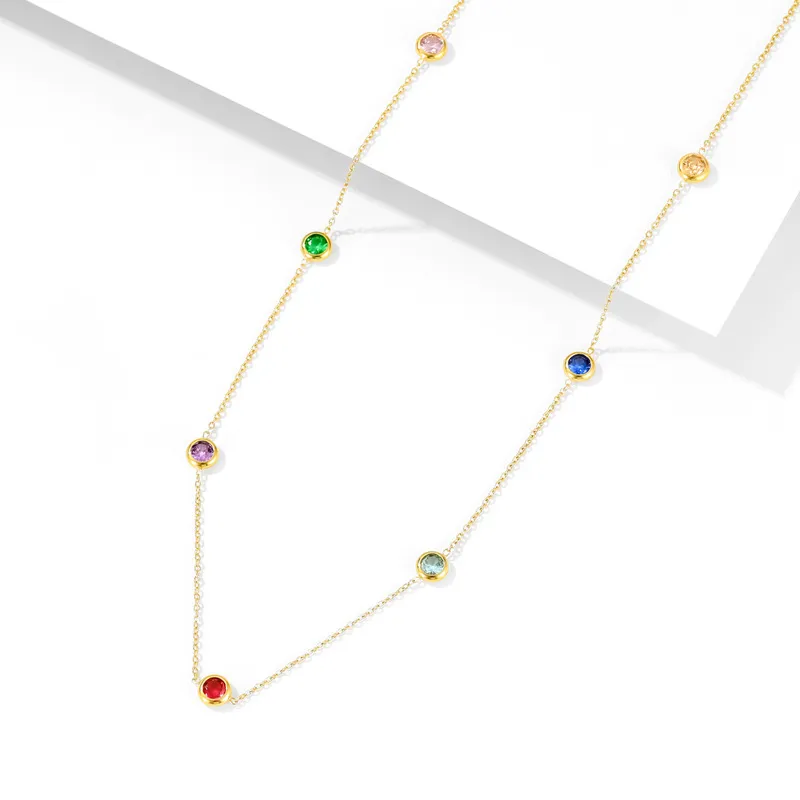 Colliers pendentifs Collier chaîne en acier inoxydable 316L Collier délicat en zircone cubique Bijoux tendance Bijoux Femme Fête_voghion.com