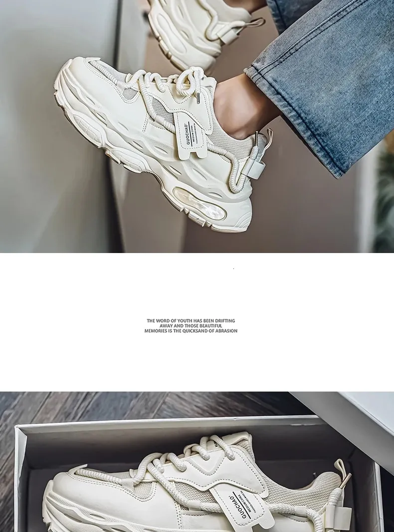 Chunky Platform Running Shoes For Men Anti Slip Breathable Casual_voghion.com