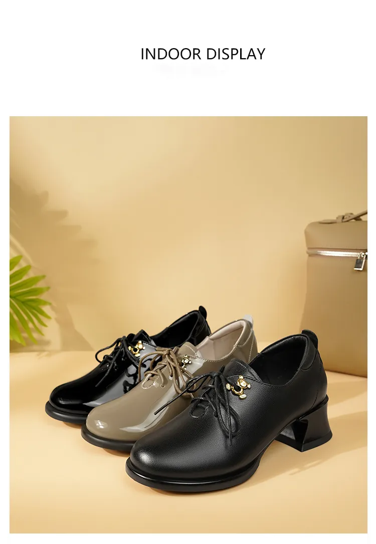 Dress AIYUQI Genuine Leather 2024 Fall Round Quality Head New Ladies Office Shoes British Lace Up Women Loafers Fd54_voghion.com