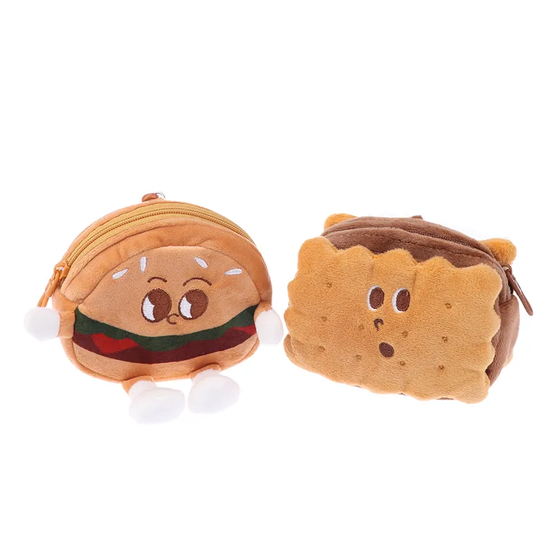 Cute Hamburger Biscuit Coin Purse Plush Cake Headphone Organizer B Keys Cards Store Bs Kids Birthday Gifts_voghion.com
