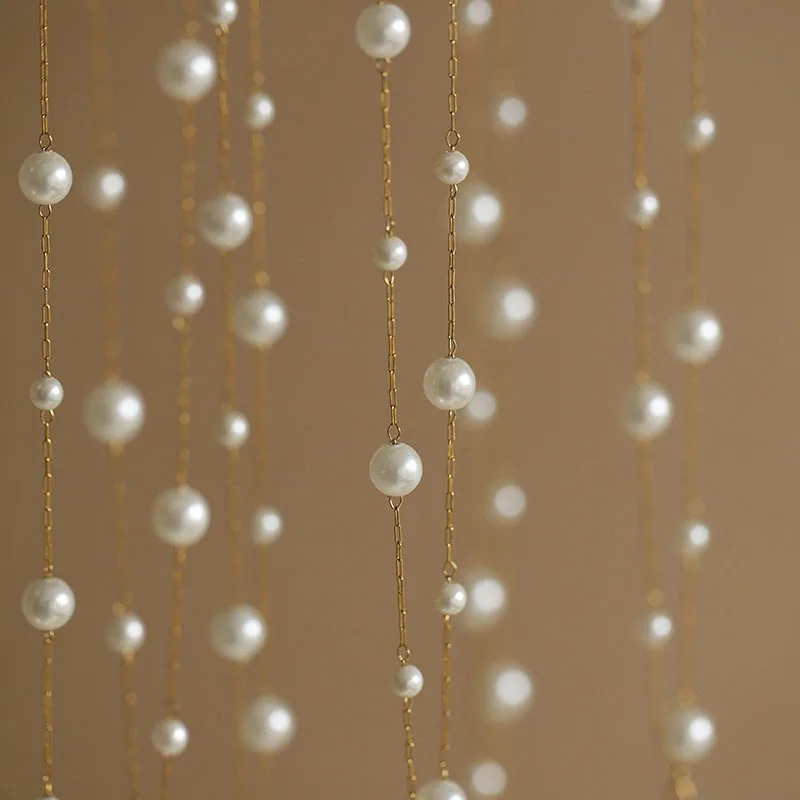 Collier choker chaîne perles en acier inoxydable waterproof_voghion.com