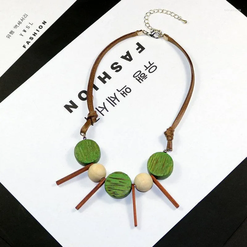 Kulonu kaklarotas Vintage apļa koka stieņa sievietēm apaļas, masīvas koka pērlītes, Drop Store rotaslietu virves ķēde Boho Bling_voghion.com