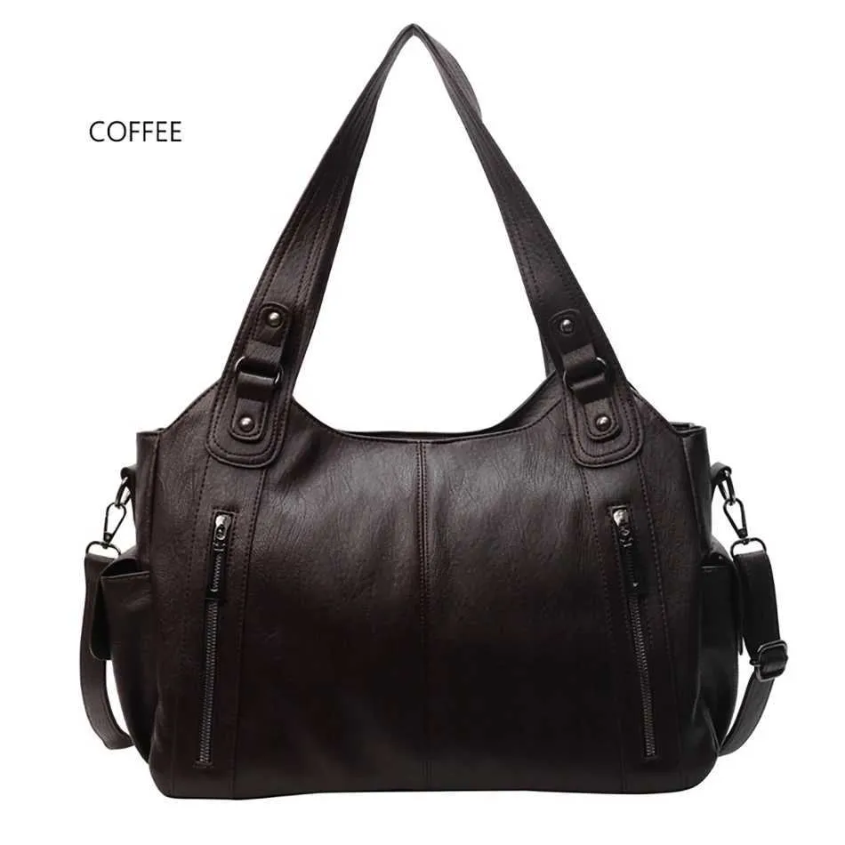 Women's Large Shoulder Bag Two Layer Soft Leather Retro Handbag_voghion.com