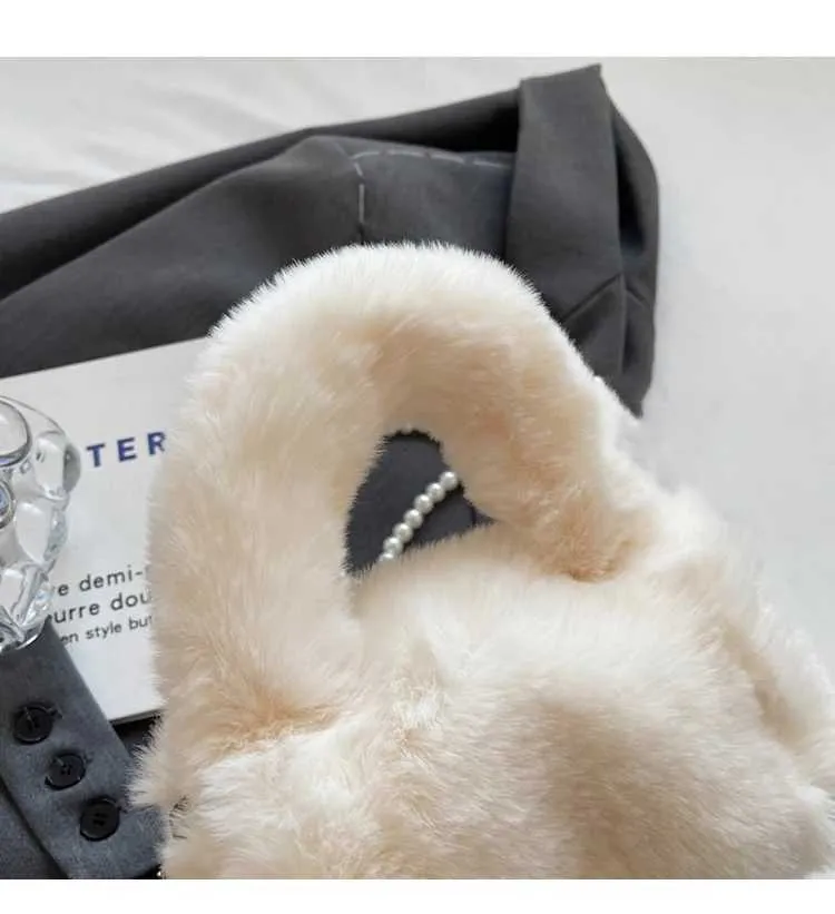 Borsa a mano in peluche donna borsa a tracolla morbida casual_voghion.com