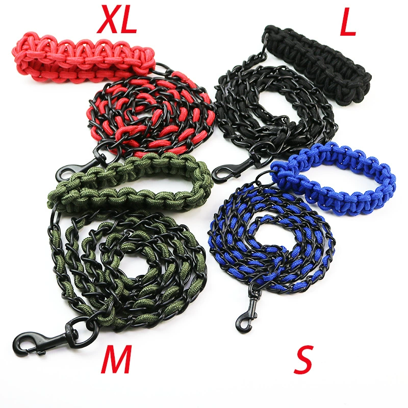 Heavy Duty Dog Leash Large Breed Braided Training Lead Black_voghion.com