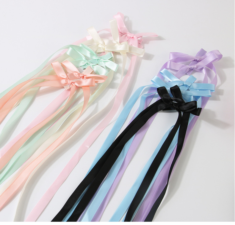 Guanyang cross-border hot-selling long ribbon bow hairpin duckbill clip sweet braided ribbon straight clip hair accessories_voghion.com