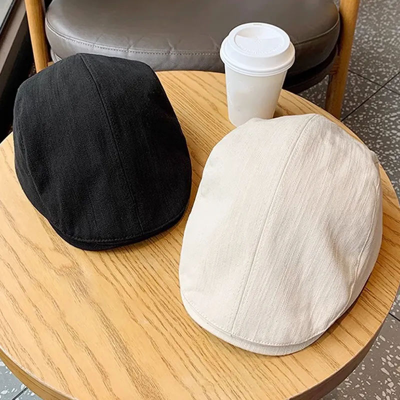 British Style Retro Newsboy Female Summer New Solid Color With Japanese Simple Forward Cap_voghion.com