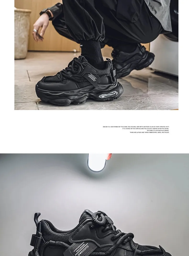 Chunky Platform Running Shoes For Men Anti Slip Breathable Casual_voghion.com