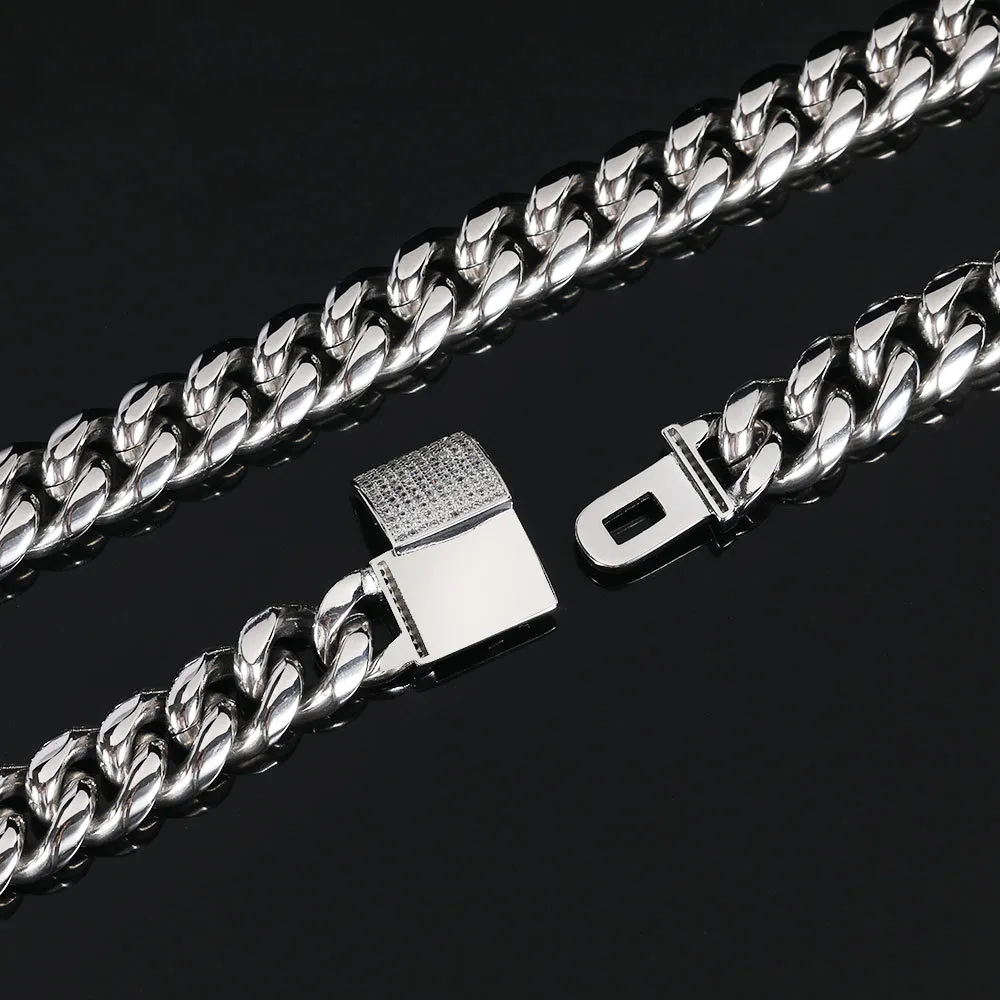 Collier chaîne cubaine pour homme en acier inoxydable doré_voghion.com