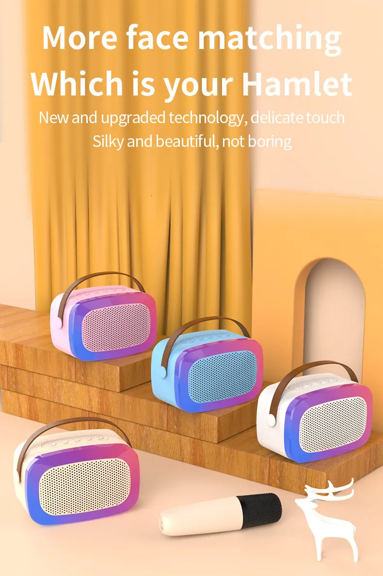 Microphones Mini Portable RGB Waterproof Children's Home Karaoke Speaker Subwoofer High Volume TWS Caixa De Som_voghion.com