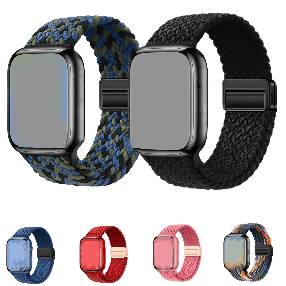 Bracelet de montre en nylon tissé pour iWatch 49 mm, 45 mm, 44 mm, 42 mm, 41 mm, 40 mm, 38 mm, bracelet à boucle magnétique pour iWatch Ultra 2 SE 9 8