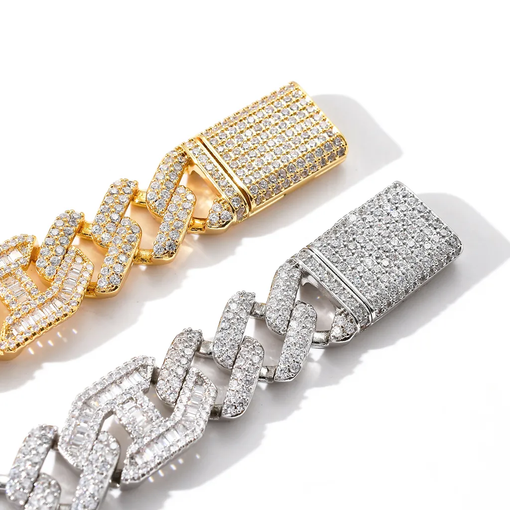 moissanite gyémánt Miami nyaklánc 20 mm széles malac orr Trend karkötő mikroberakásos cirkónium kubai lánc férfi és női_voghion.com