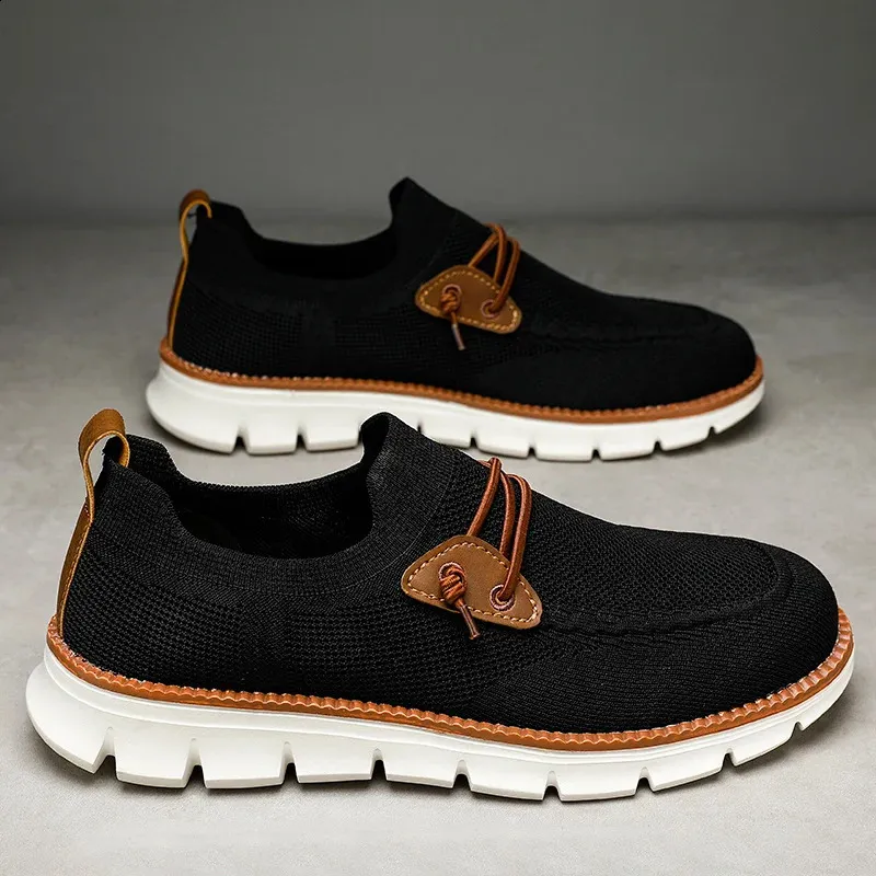 Baskets plates et légères en maille respirante pour homme, chaussures de marche et de conduite, collection printemps-automne 250228_voghion.com