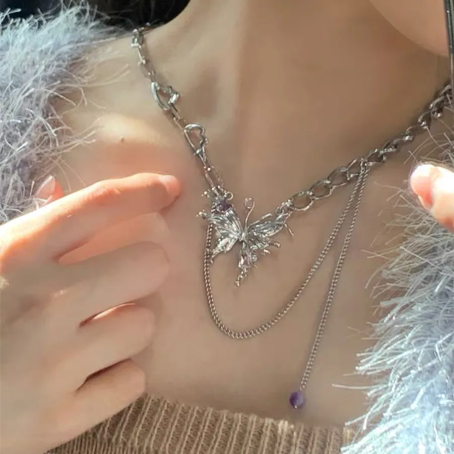 Colliers pendentifs doux mignon collier papillon exquis élégant animal insecte court tour de cou pour femmes bijoux Haruku_voghion.com