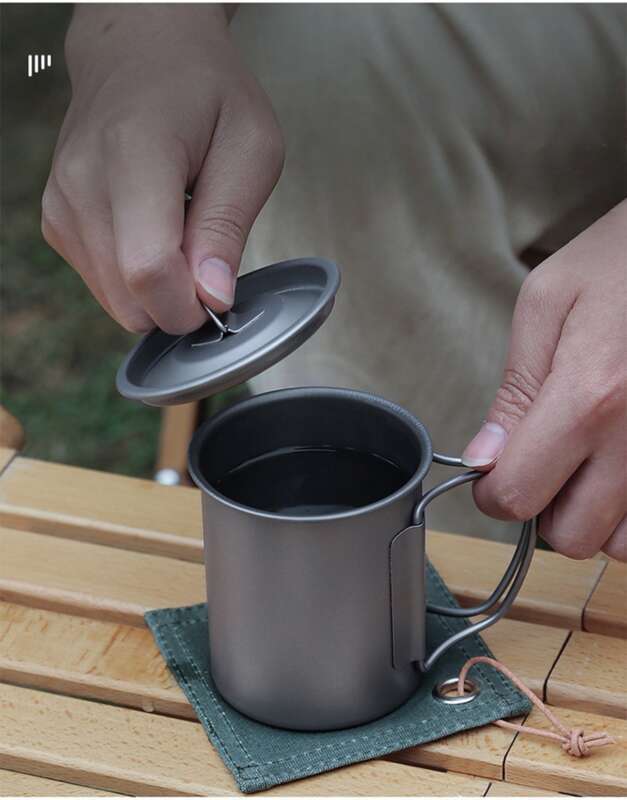 Pure Single-layer Mug, Foldable And Portable Outdoor Titanium Water Picnic Camping Travel Tea Cup, Coffee Cup_voghion.com