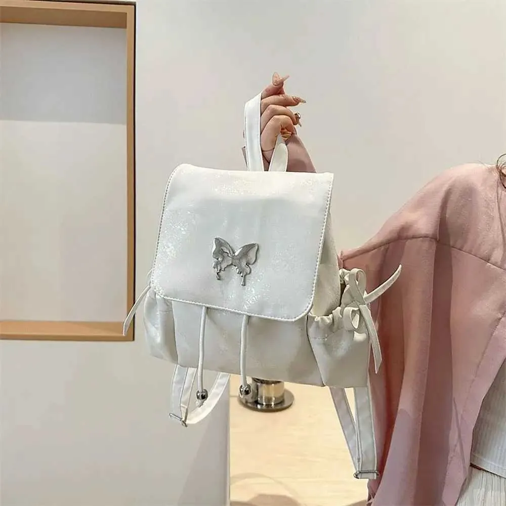Zaino da scuola alla moda con fiocco, tracolla regolabile, grande capacità, in PU, impermeabile, con tracolla singola, per studenti, C241217_voghion.com