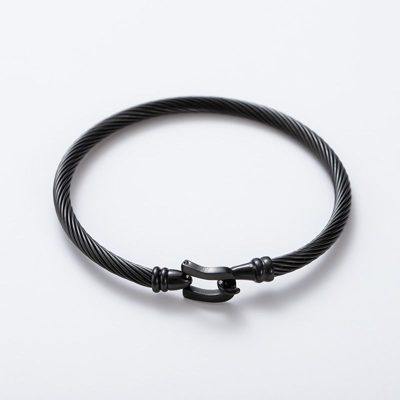 Horseshoe Shaped Magnet Buckle Wire Bangle_voghion.com