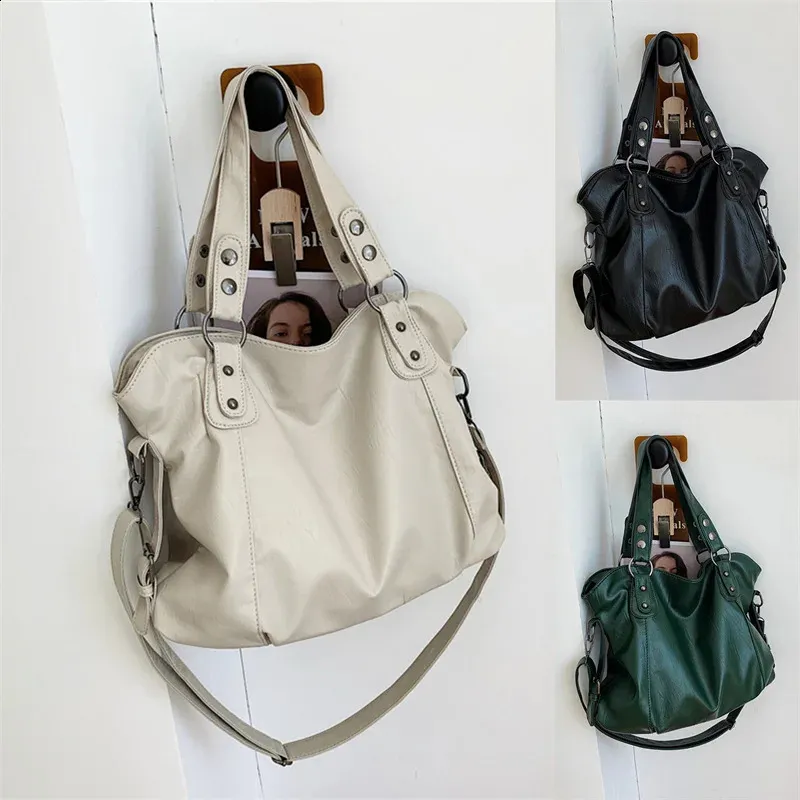 Grandi borse a tracolla nere da donna, grandi dimensioni, casual, tote bag di qualità in pelle PU, hobo, borsa a tracolla, da viaggio, da donna_voghion.com