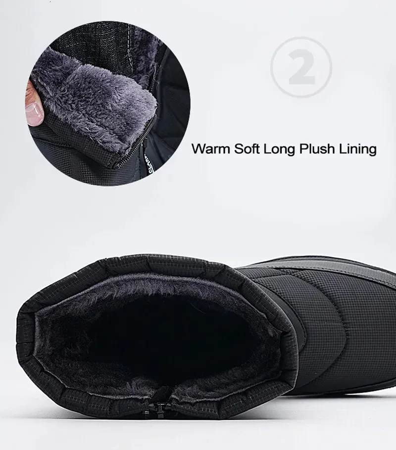 Bottes d'hiver pour hommes, grandes tailles, chaudes, en peluche, longues, imperméables, mi-mollet, pour l'extérieur, baskets durables, chaussures de loisirs à enfiler_voghion.com