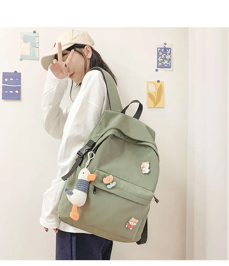 Große Kapazität Nylon Schulranzen Junior Schultern High School Studenten Einfache Freizeit Rucksack_voghion.com