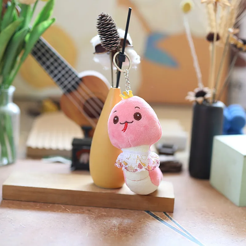 12CM süße freche Cartoon kleine Schlange Plüsch Spielzeug Schlüsselanhänger Schlafzimmer Dekoration Sternzeichen Maskottchen Puppe Geschenk_voghion.com