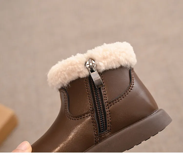Copii clasici de iarnă, pufoși și moi, fete și băieți, zăpadă la modă, versatil, cald, pentru copii, Kidsnest, școală cauzală, gleznă pentru copii mici_voghion.com