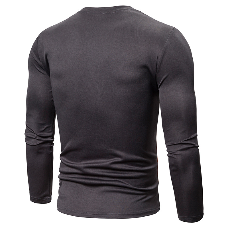 2024 Autumn New Long Sleeved Patchwork Round Neck Men's T-shirt European Size Slim Fit Casual Top_viptrois.com