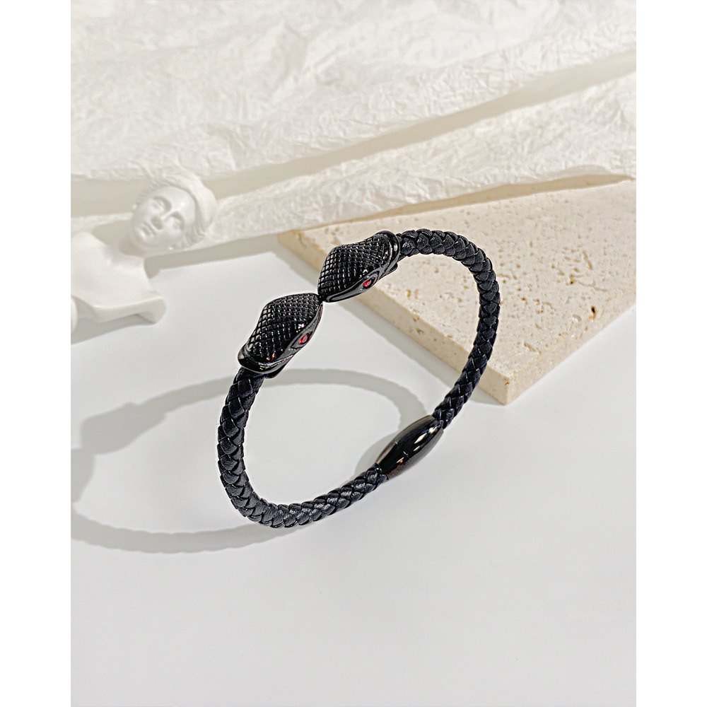 Source Schlangenkopf-Lederarmband Street Titanstahl-Lederarmband_voghion.com