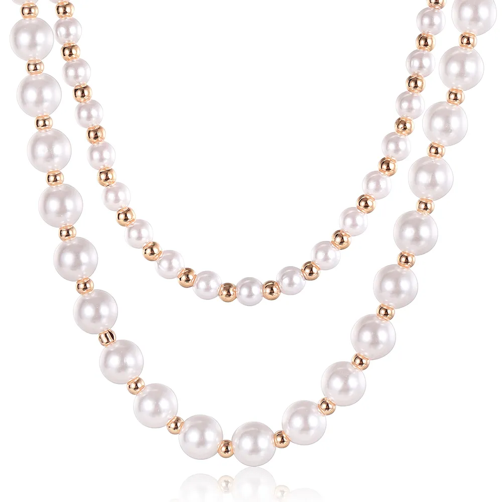 Elegante Imitationsperlenkette Mit Roségoldkette Für Damen_voghion.com