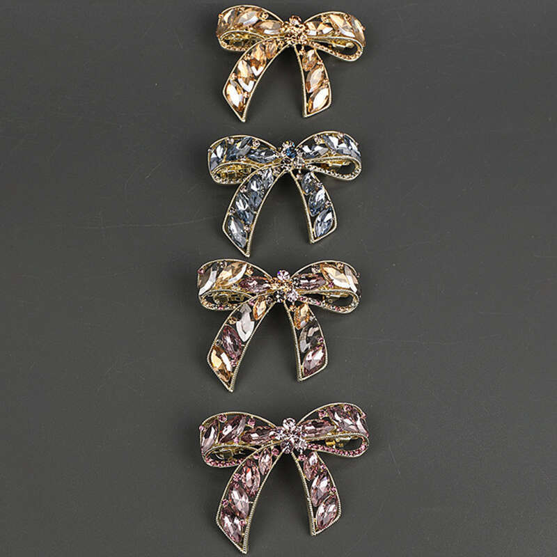 Bow Clip Ponytail Holder Gold Plated With Czech Diamond For Mom_voghion.com