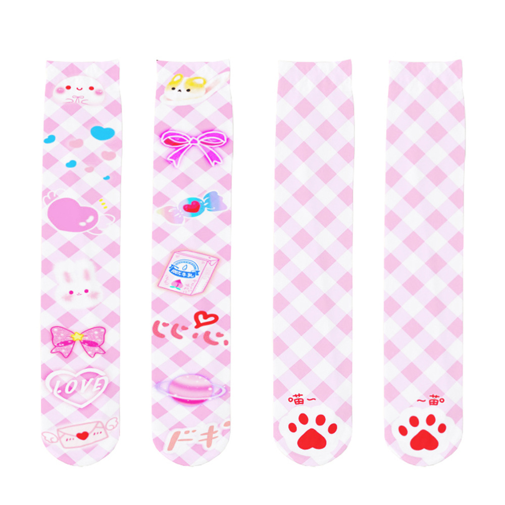 Kirschstrumpfhose, süße Leggings mit Lolita-Print, lange Strümpfe für Loli-Mädchen_voghion.com