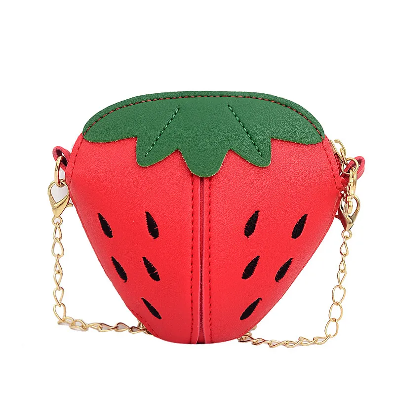 Kids Strawberry Shape Messenger Bags Cute Girls Princess Purse Children Chain Shoulder Outdoor Fruit Crossbody Bag M1169_voghion.com