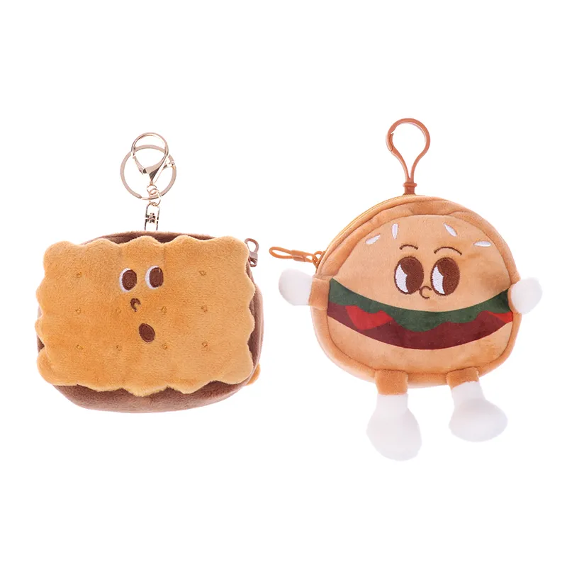Cute Hamburger Biscuit Coin Purse Plush Cake Headphone Organizer B Keys Cards Store Bs Kids Birthday Gifts_voghion.com