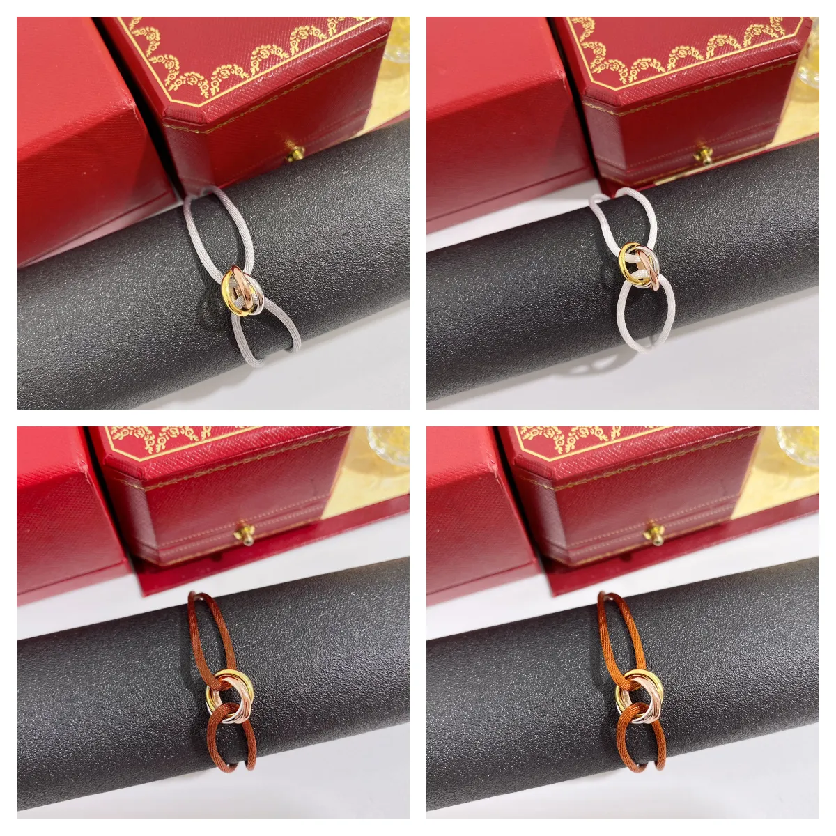 Triple Ring Cord Bracelet Luxury Adjustable Stainless Steel_voghion.com