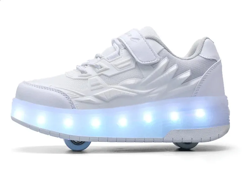 Roller Skate Αγόρια Κορίτσια Φώτα που αναβοσβήνουν Παπούτσια με ρολό με δύο τροχούς Led Light φωτεινά αθλητικά παπούτσια εξωτερικού χώρου Casual Παιδικά_voghion.com