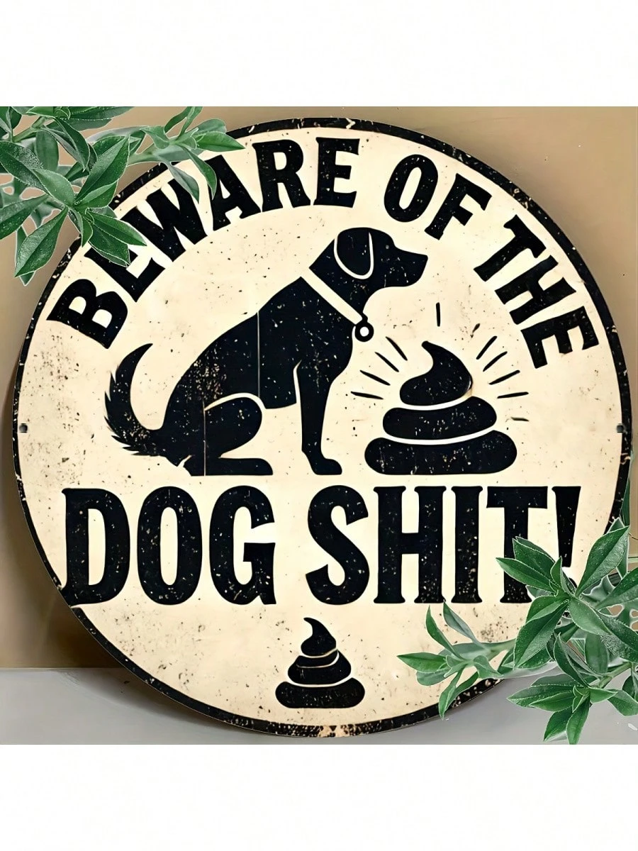 "Beware Of Dog Poop" Wooden Wall Sign,White Dog Design, Suitable For Indoor/Outdoor Home, Office, Cafe Decor, Funny Pet Owner Gift_voghion.com