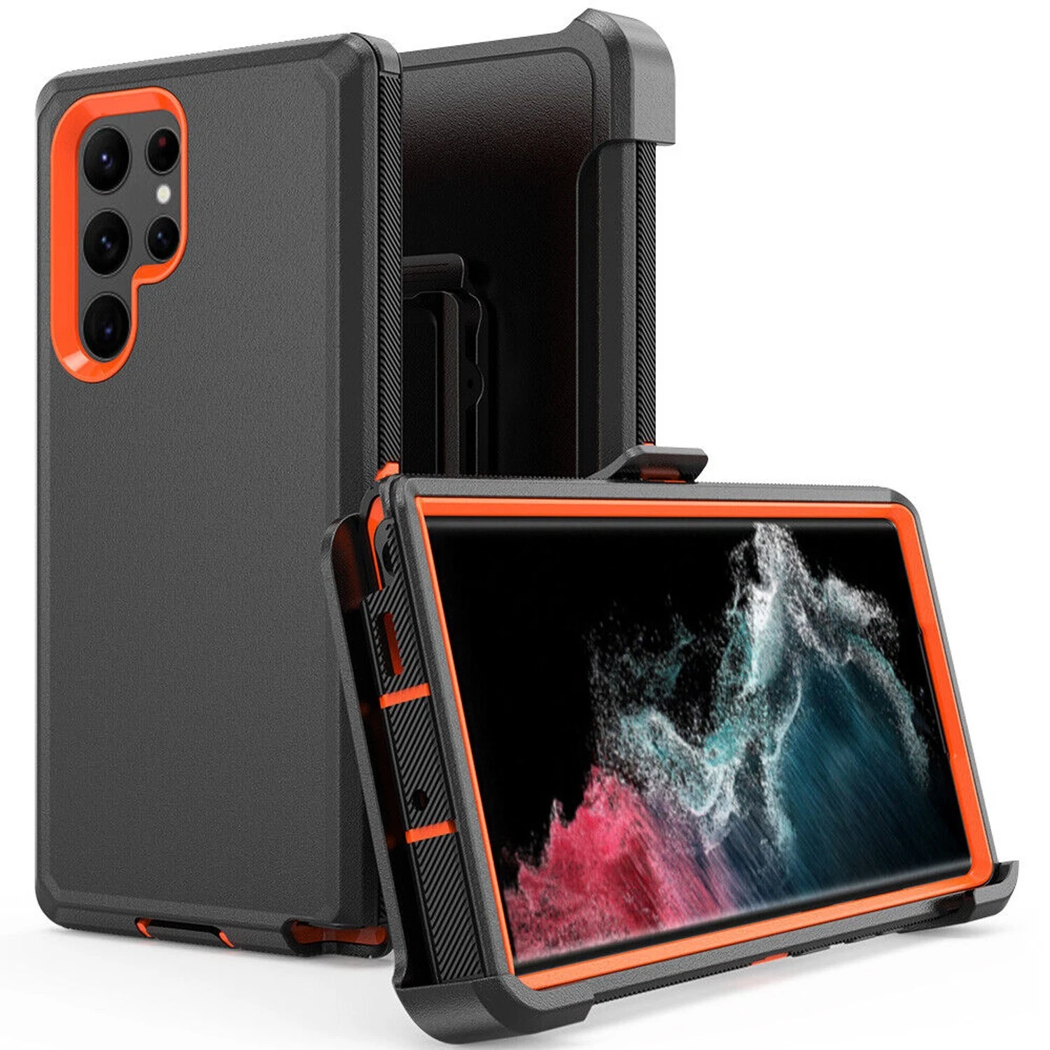 Funda con clip para Samsung Galaxy S22 Ultra/S22, compatible con Otter.box Defender + Screen_voghion.com