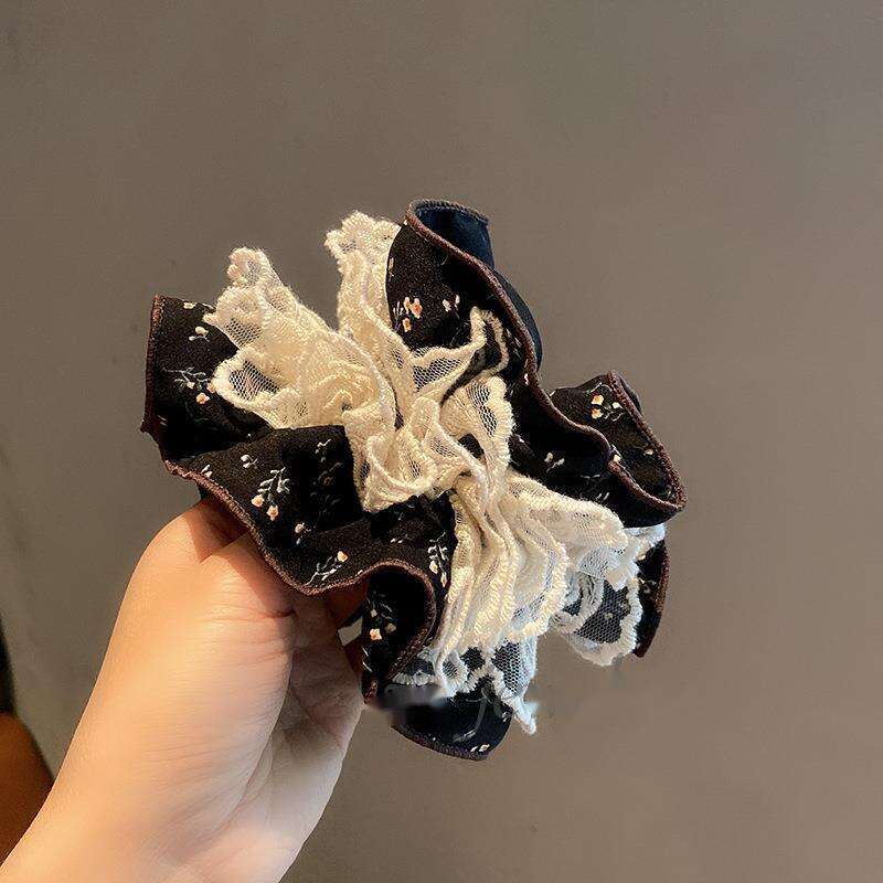 Elastico per capelli in pizzo a fiori scrunchie donna grande_voghion.com