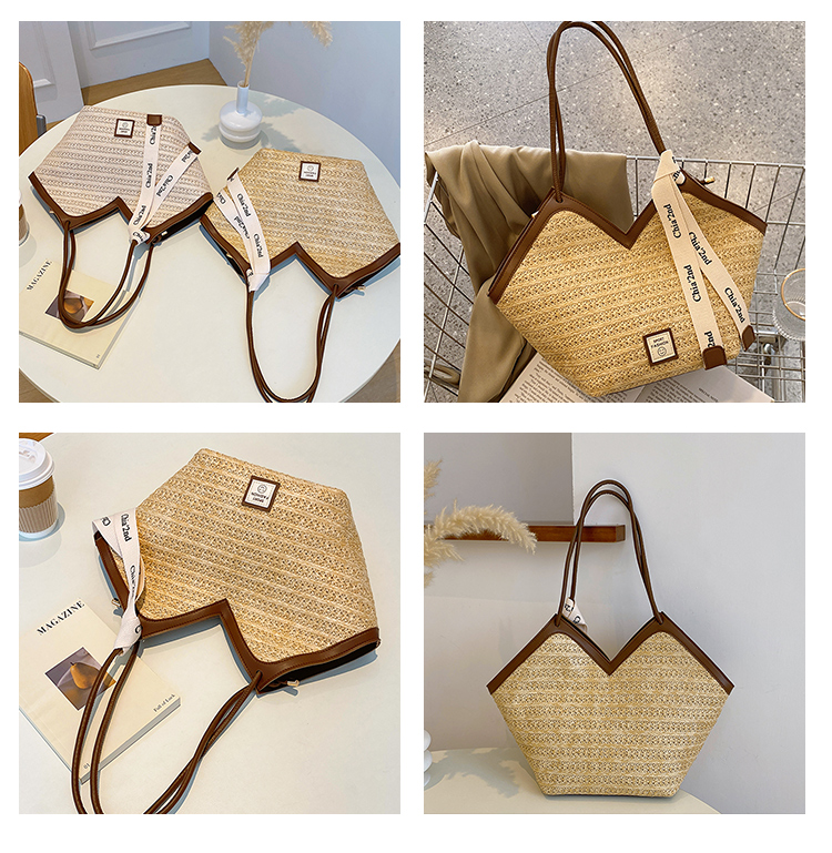 Geflochtene Stroh Umhängetasche Für Damen Elegante Schultertasche_voghion.com