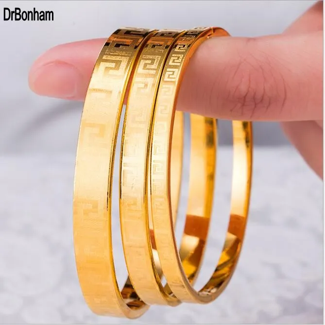 4mm/6mm/8mm Famous Brand Jewelry Pulseira & Bangle Gold Color greek key engrave Bracelet For Women men_voghion.com