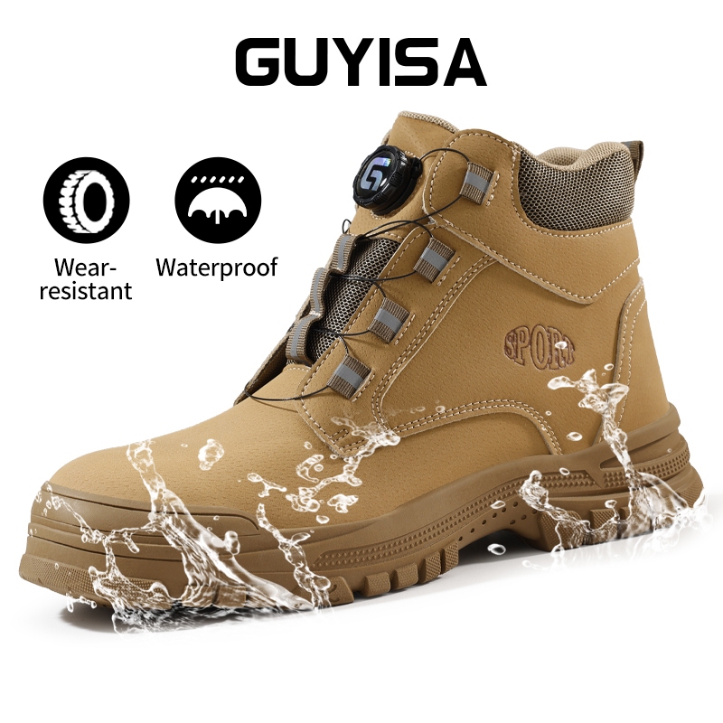 GUYISA Safety Boots For Men Waterproof Work Shoes Steel Toes Wear Resistant 5035 39-45_voghion.com