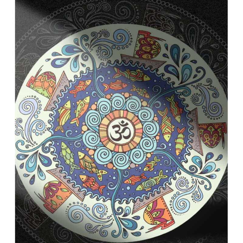 Small Circular Yoga Mat Natural Rubber Suede Non Slip Printed Meditation Cushion_voghion.com