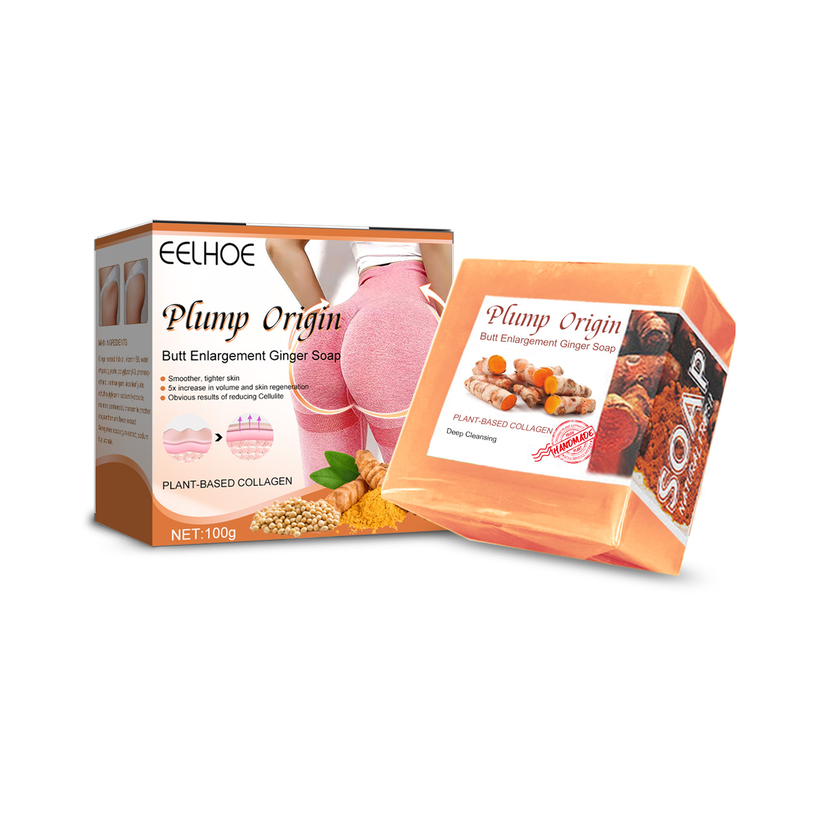 EELHOE Ginger Lifting Firming, Lifting, Stretching Peach Butt Body Cleaning Soap Shaping, Moisturizing, and Nourishing_voghion.com
