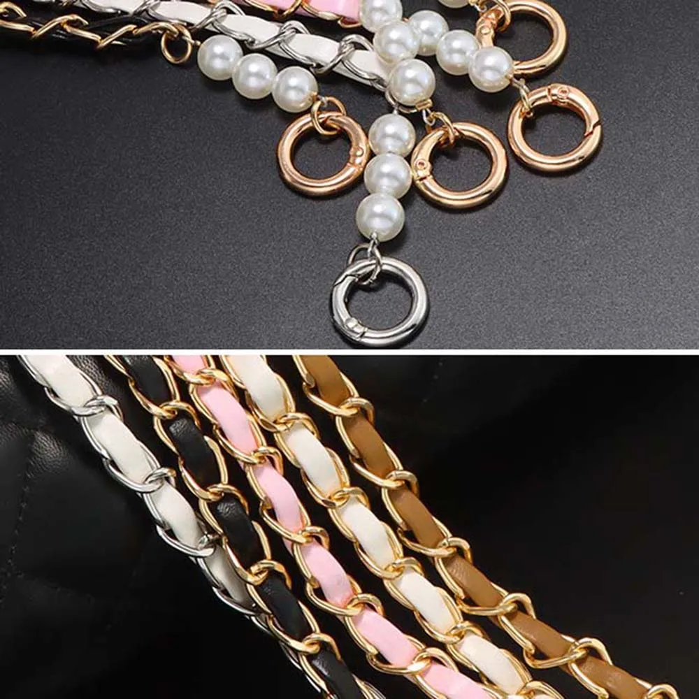 1Pc 42cm PU Leather+Metal Chain For Handbag Women Fashion Wrist Strap Phone Lanyard DIY Replacement Purse Handles Bag_voghion.com