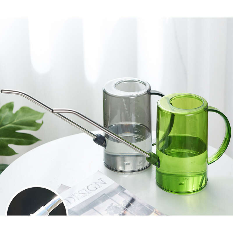 Ghiveci cu gură lungă din oțel inoxidabil pentru grădinărit de uz casnic, plante verzi, instrument de udat din plastic transparent, mare_voghion.com