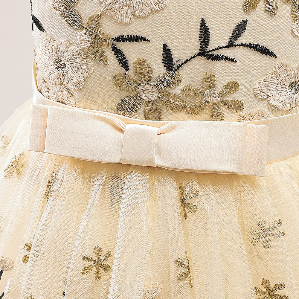 Kinderkleidung neues Mädchenkleid Prinzessinnenkleid mittlerer und großer Kinder besticktes Netzkleid Kinderferienleistungskostüme_voghion.com