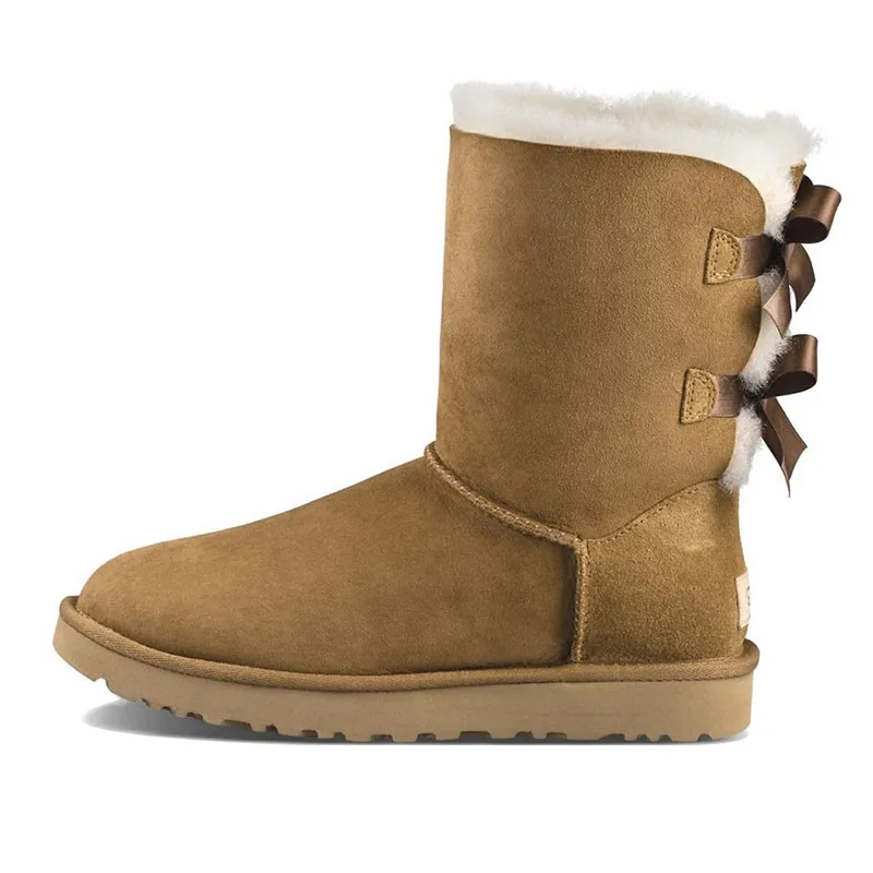 Boots Australia Designer Womens Girls Ankle Winter Snow Boot Slip-On fur Leather Ladies Booties Bailey Bow Chesut Black_voghion.com