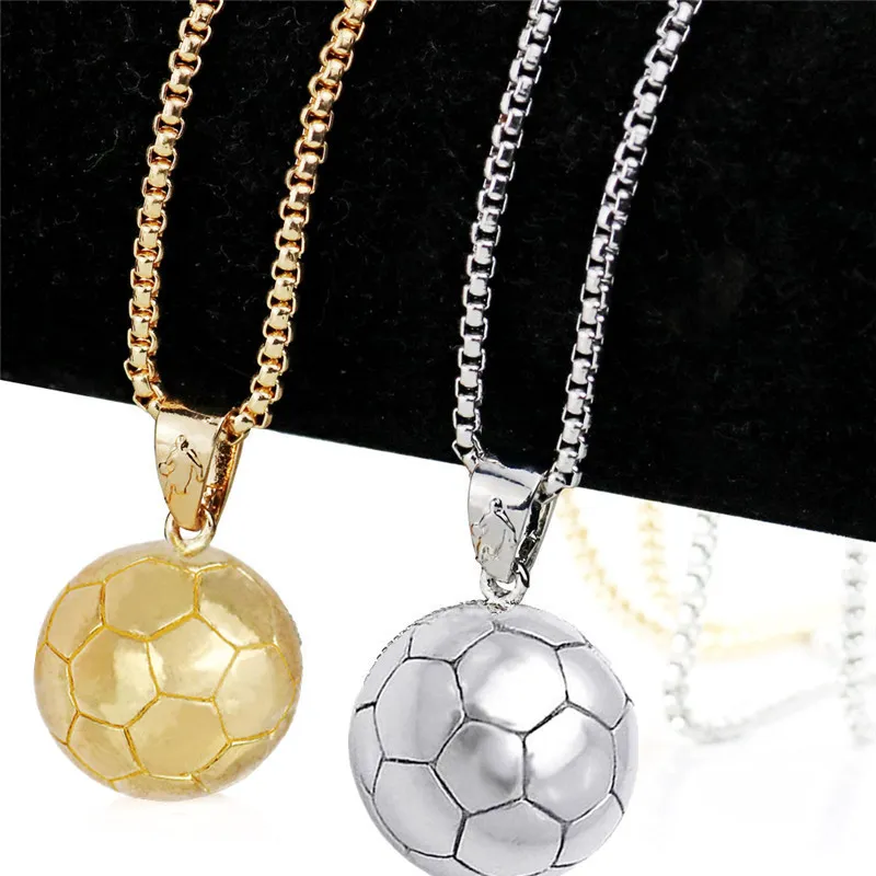 Collane con ciondolo in acciaio al titanio Moda Arrivo Sport Pallone da calcio Calcio Collana Catena a maglie in metallo Uomo Donna_voghion.com
