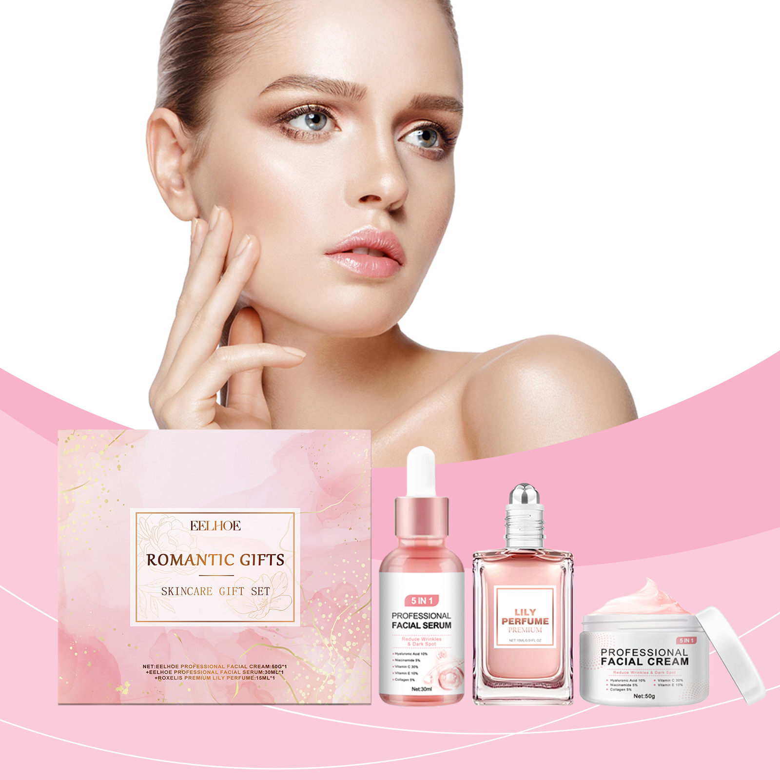 EELHOE Pink Romantic Pleasure Skin Care Gift Box, Moisturizing And Moisturizing Skin Romantic Fragrance Body Care_voghion.com