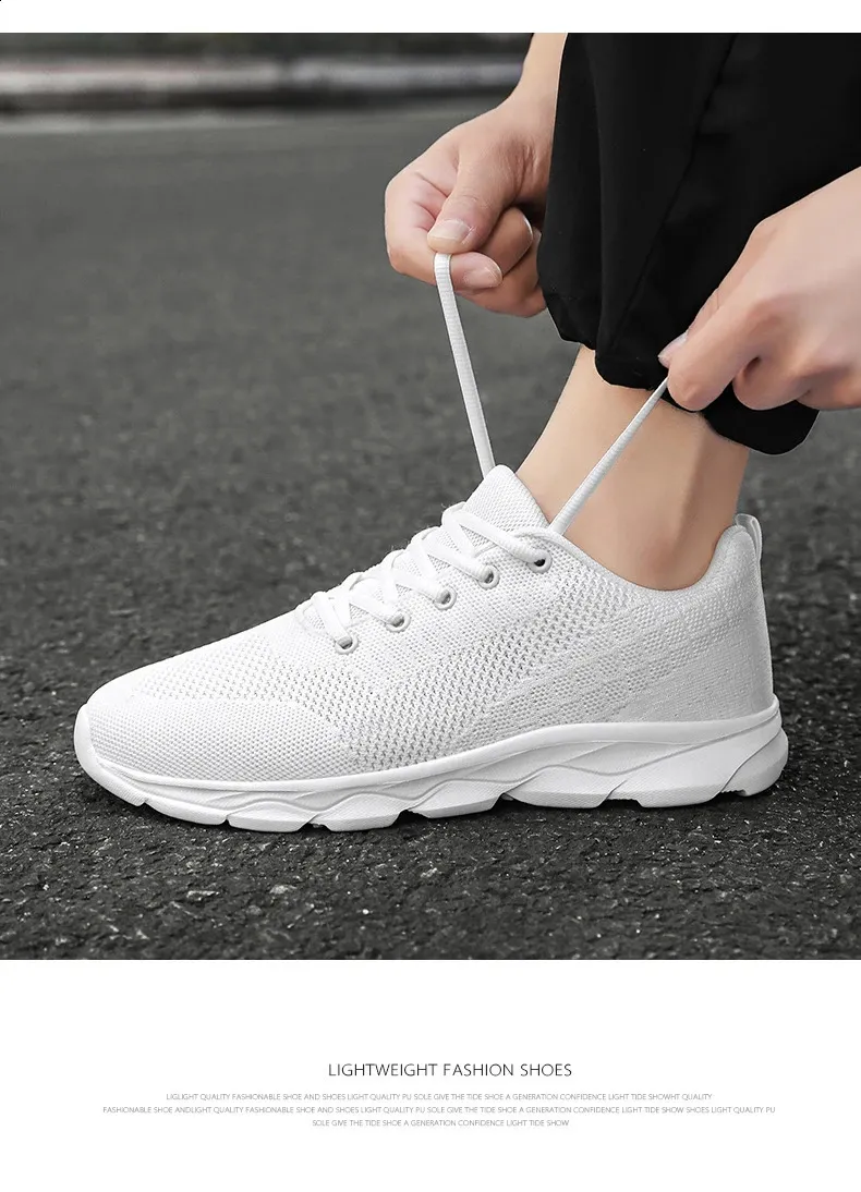 Breathable Lightweight Running Shoes For Men In White Casual Style_voghion.com